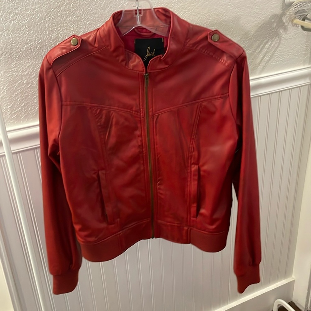 Vintage Red Faux Leather Jacket Size M
